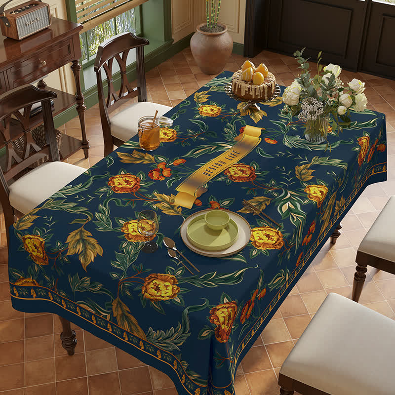 Tovaglia in ciniglia vintage di lusso con fiori e uccelli