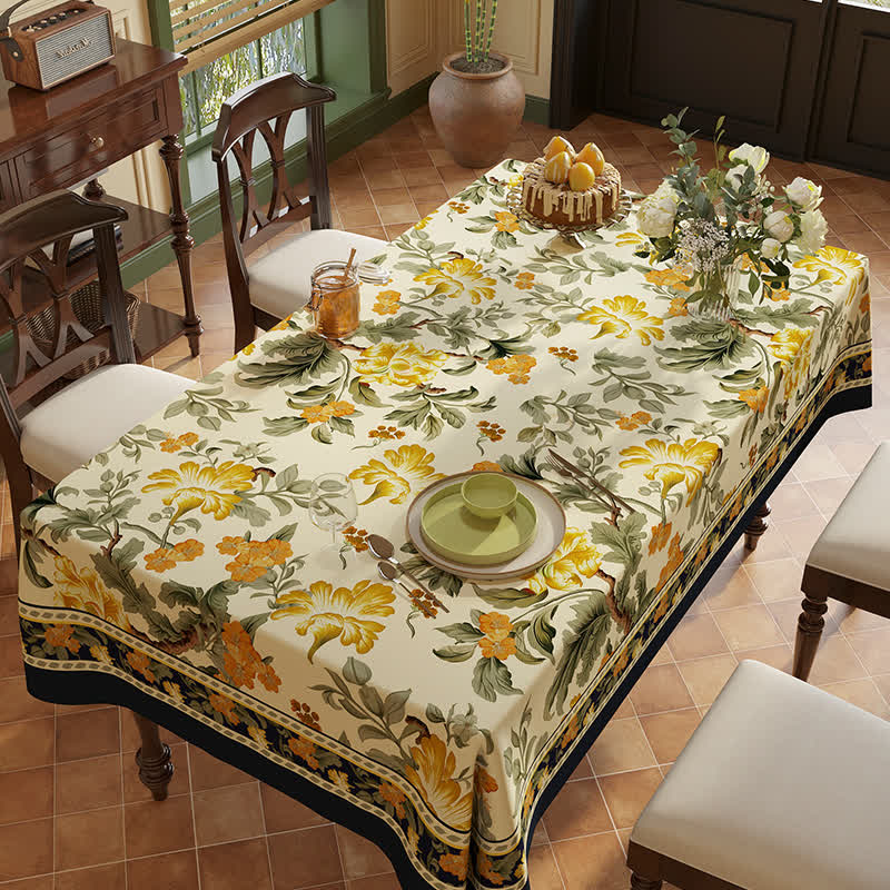 Tovaglia in ciniglia vintage di lusso con fiori e uccelli