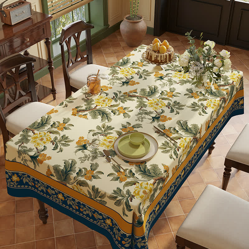 Tovaglia in ciniglia vintage di lusso con fiori e uccelli