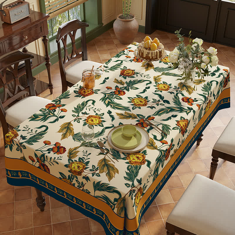 Tovaglia in ciniglia vintage di lusso con fiori e uccelli