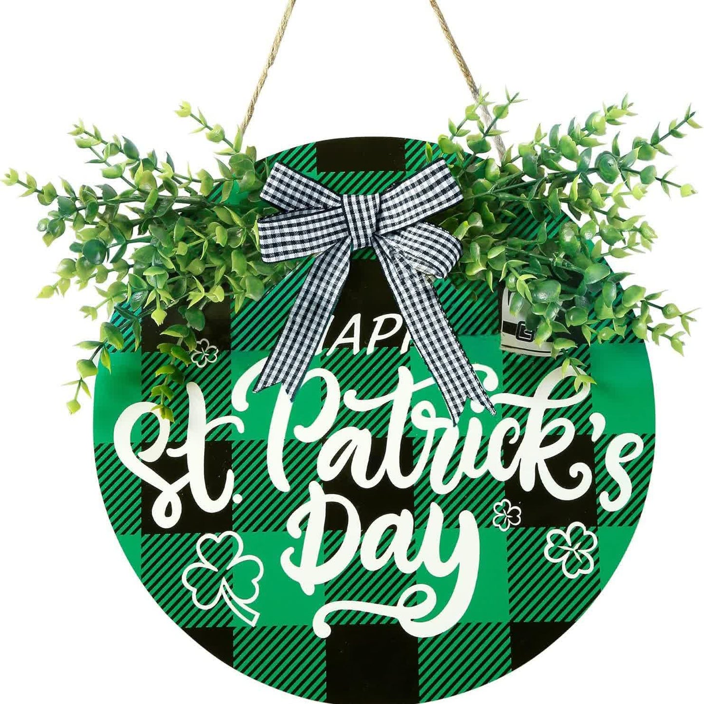 Decorazione creativa da appendere alla porta con foglie verdi per il giorno di San Patrizio