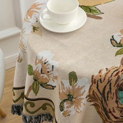 Tovaglia rustica con nappa di fiori e uccelli in stile pastorale