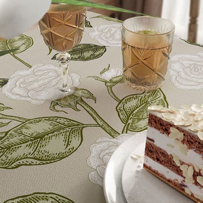 Tovaglia di lino con fiori e piante di lusso retrò e leggero