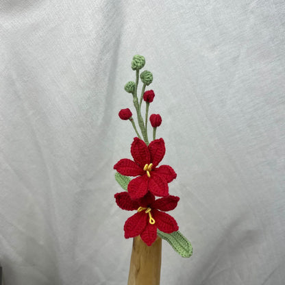 Bouquet di fiori Montbretia lavorato a maglia e all'uncinetto fatto a mano
