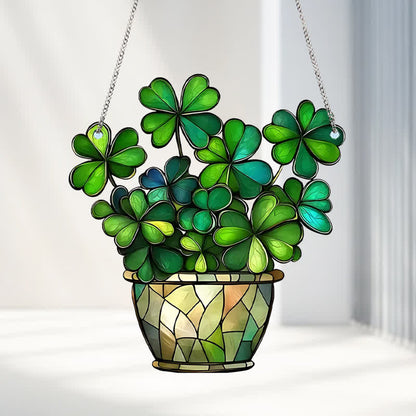 Decorazione da appendere in acrilico a forma di trifoglio fortunato