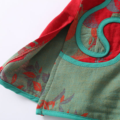 Completo da notte in garza di cotone jacquard color melograno