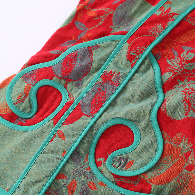 Completo da notte in garza di cotone jacquard color melograno
