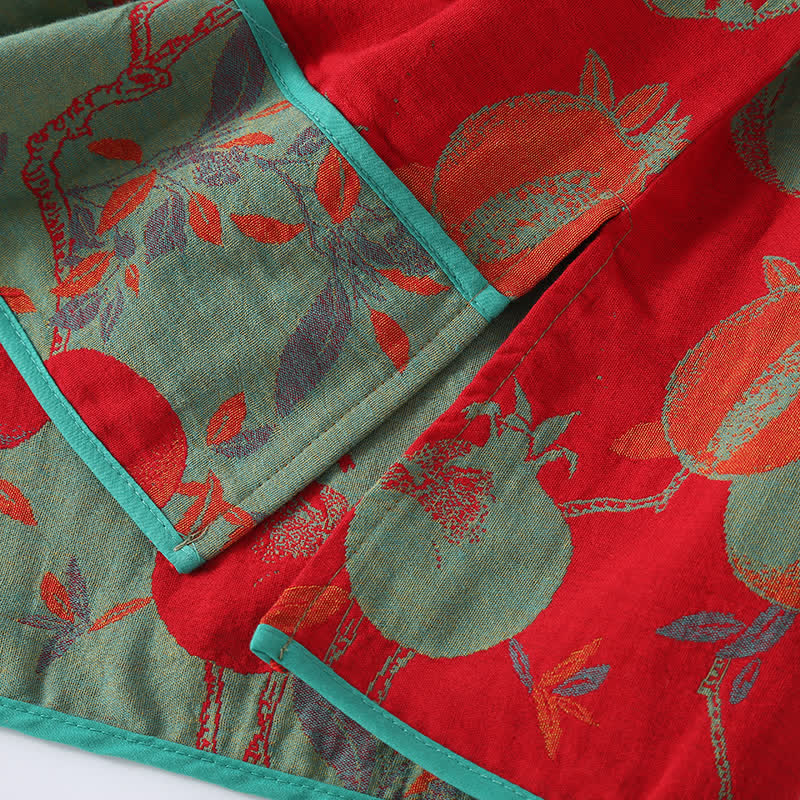 Completo da notte in garza di cotone jacquard color melograno
