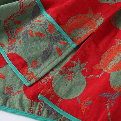 Completo da notte in garza di cotone jacquard color melograno