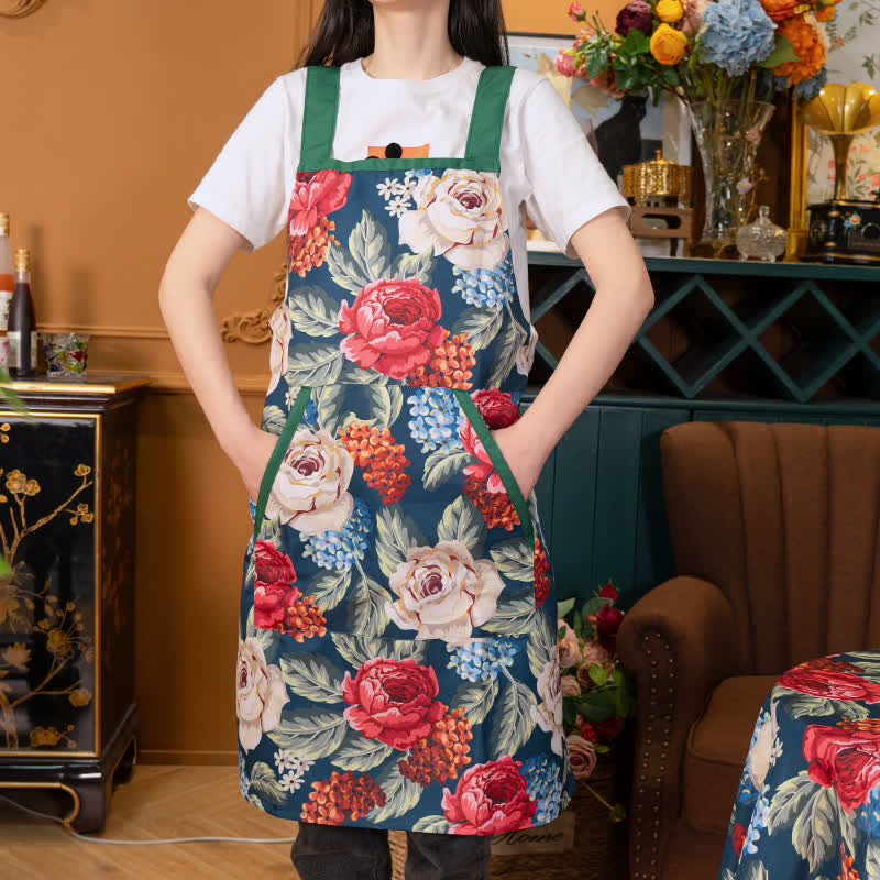 Elegante grembiule impermeabile rosa con tasca