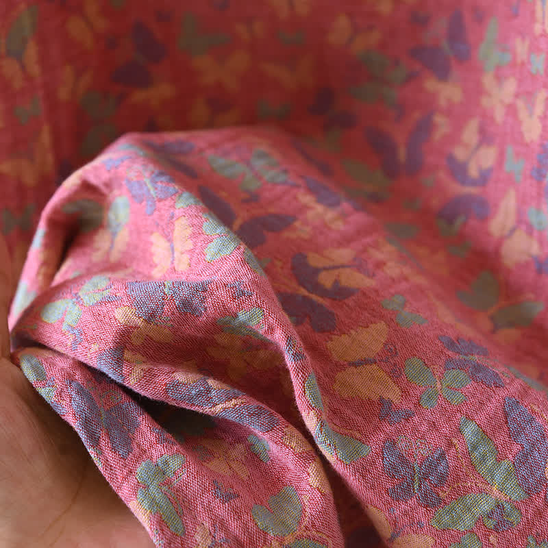 Camicia da notte in puro cotone con motivo a farfalla Jacquard