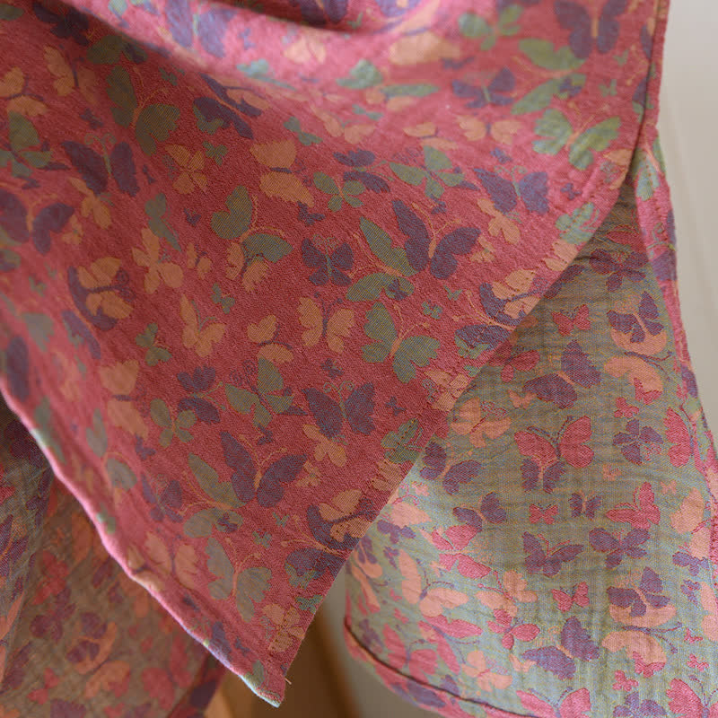 Camicia da notte in puro cotone con motivo a farfalla Jacquard