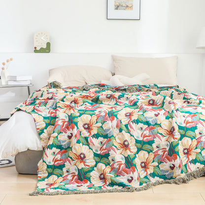 Coperta in garza di cotone Rural Penoy con frange