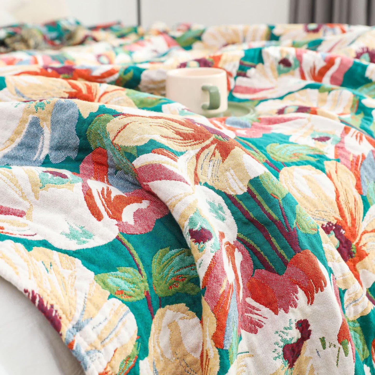 Coperta in garza di cotone Rural Penoy con frange