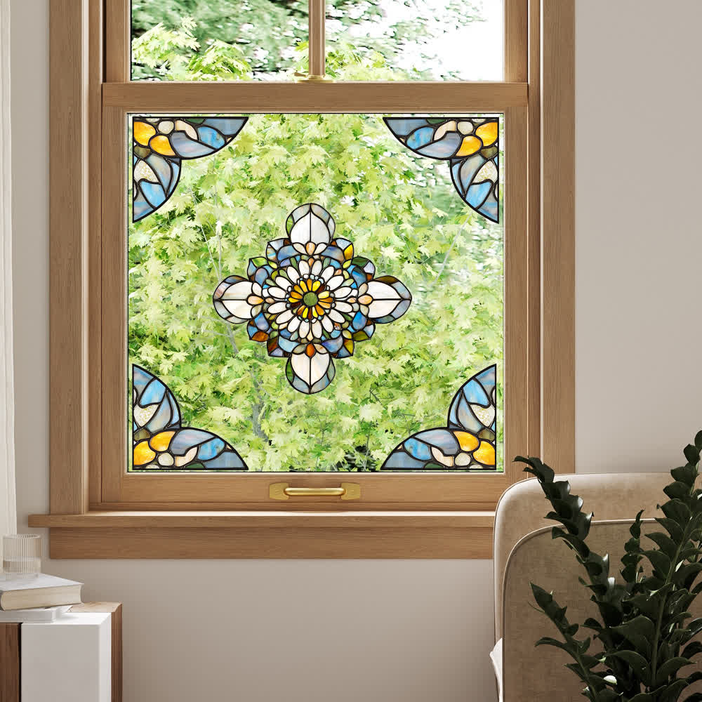 Adesivo decorativo statico bifacciale per finestre