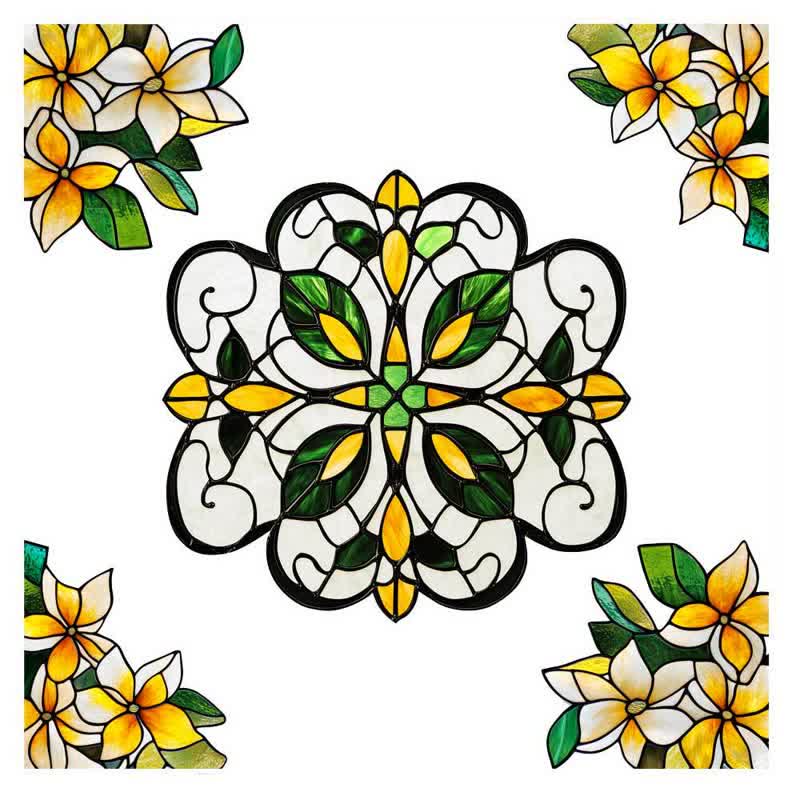 Elegante adesivo per finestra statico con motivo floreale