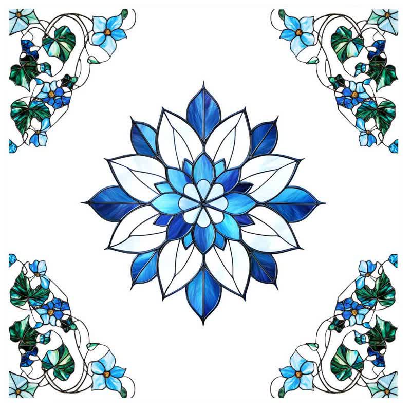 Elegante adesivo per finestra statico con motivo floreale