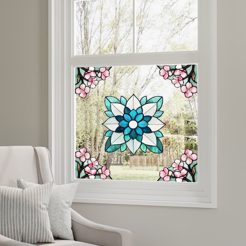 Elegante adesivo per finestra statico con motivo floreale