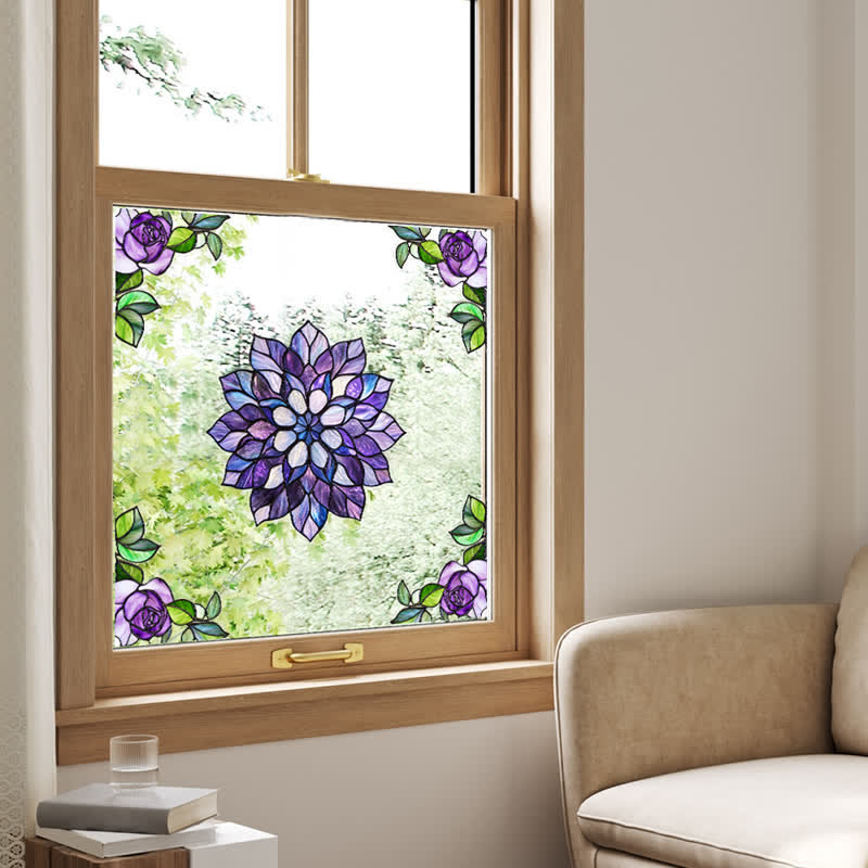 Elegante adesivo per finestra statico con motivo floreale