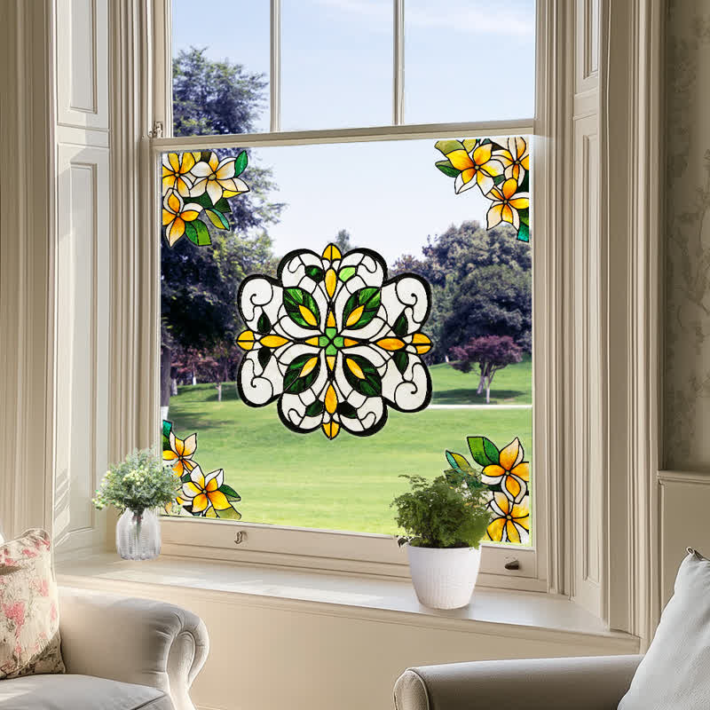 Elegante adesivo per finestra statico con motivo floreale