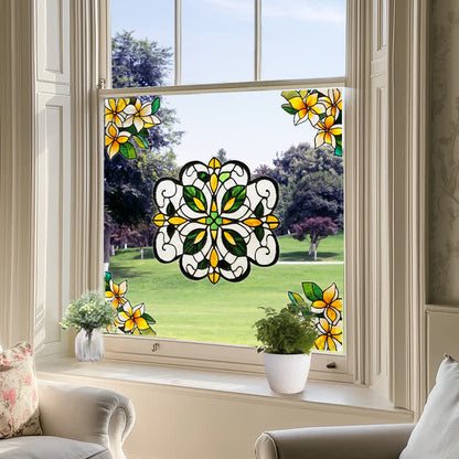 Elegante adesivo per finestra statico con motivo floreale