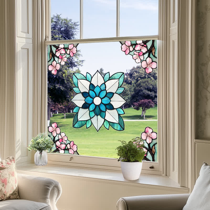 Elegante adesivo per finestra statico con motivo floreale