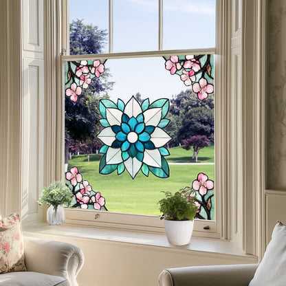 Elegante adesivo per finestra statico con motivo floreale