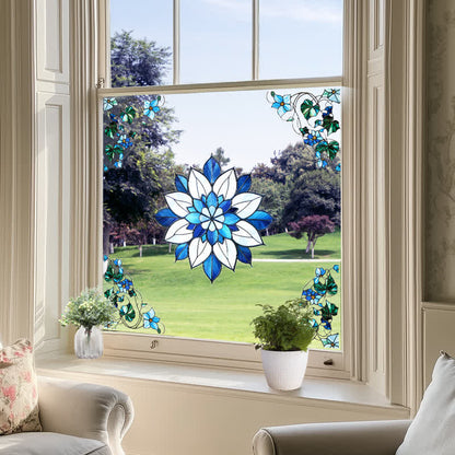 Elegante adesivo per finestra statico con motivo floreale
