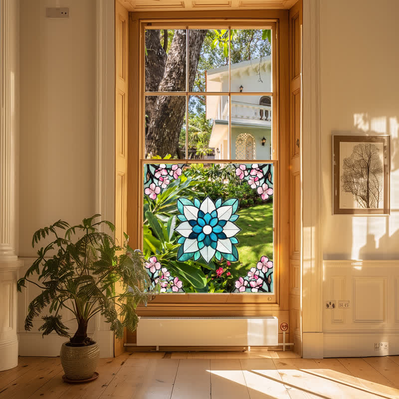 Elegante adesivo per finestra statico con motivo floreale