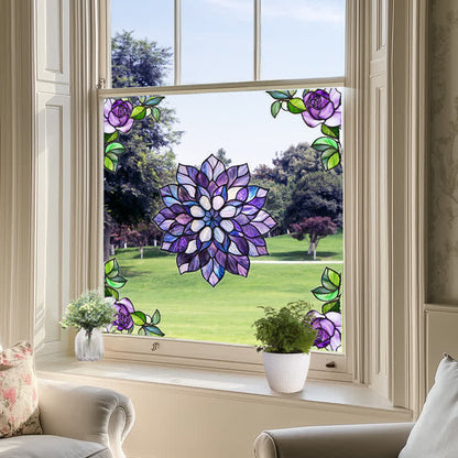 Elegante adesivo per finestra statico con motivo floreale