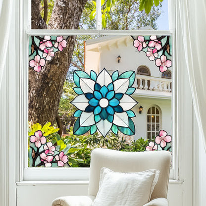 Elegante adesivo per finestra statico con motivo floreale