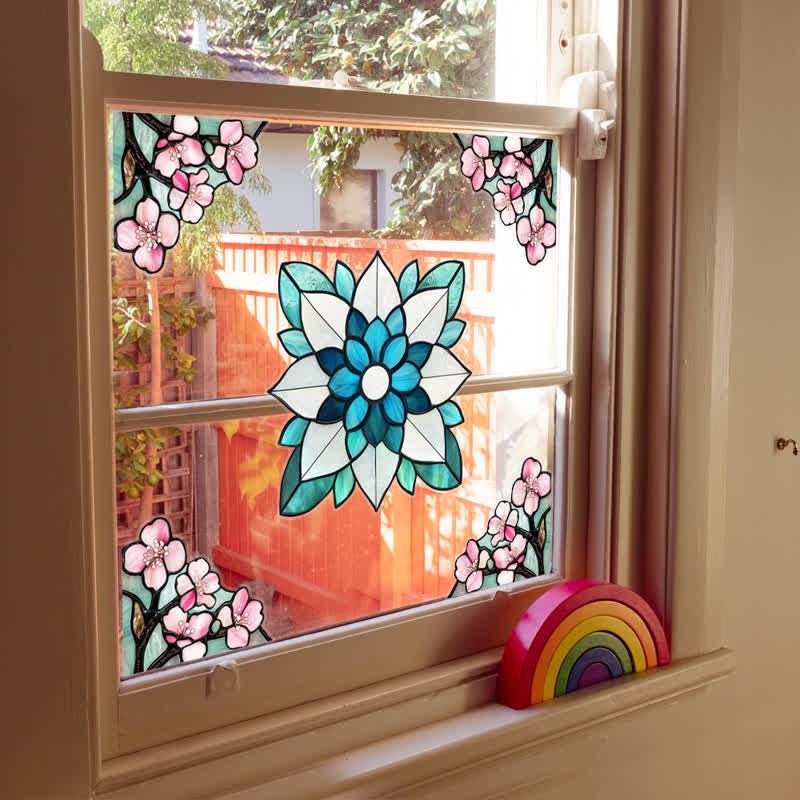 Elegante adesivo per finestra statico con motivo floreale