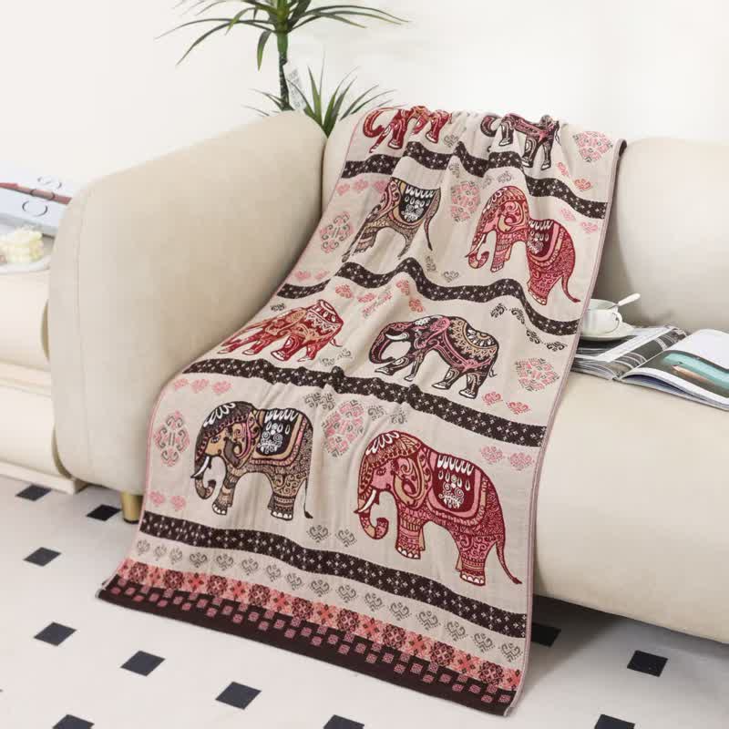 Asciugamano da bagno in garza di cotone con elefante vintage