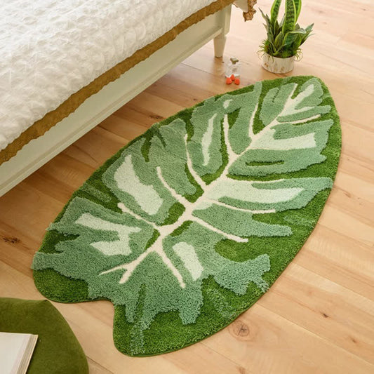 Tappetino da bagno antiscivolo con foglie tropicali verdi