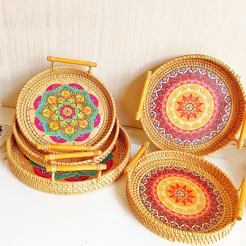 Cestino per snack in rattan in stile etnico