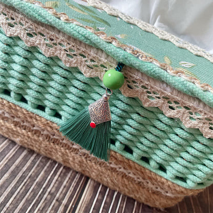 Scatola di fazzoletti intrecciati creativi fatti a mano in stile pastorale