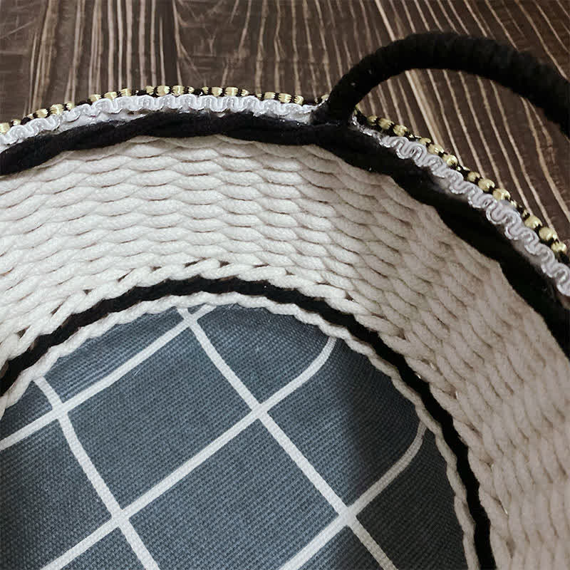 Elegante cestino portaoggetti intrecciato a mano in stile francese