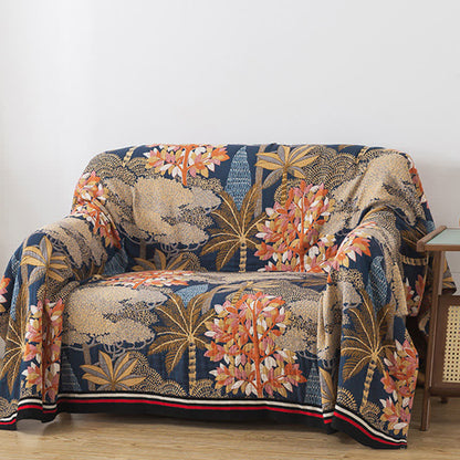 Coperta comoda in garza di cotone con motivo giungla tropicale