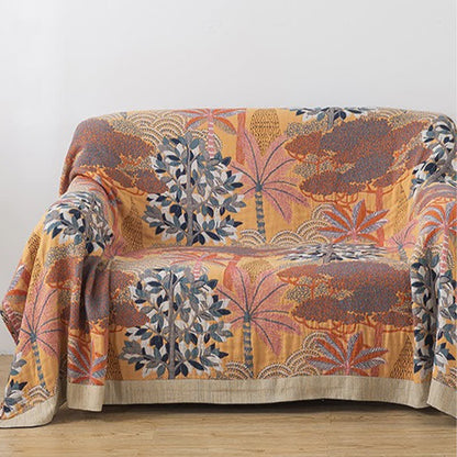 Coperta comoda in garza di cotone con motivo giungla tropicale