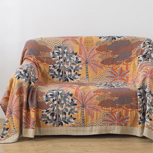 Coperta comoda in garza di cotone con motivo giungla tropicale