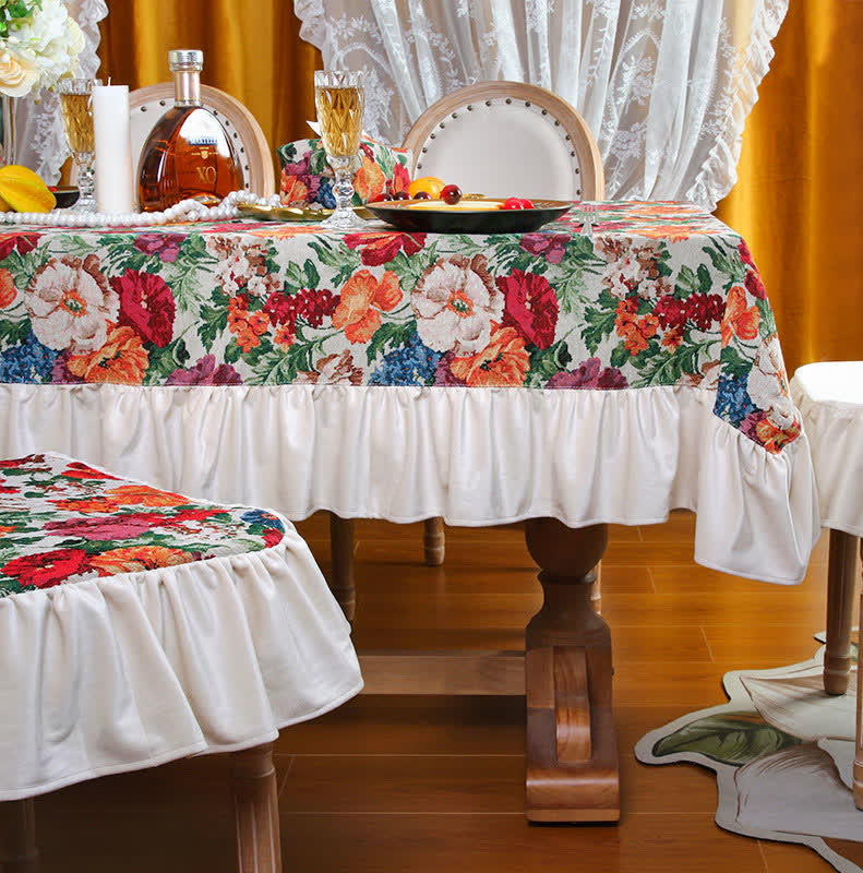 Tovaglia arricciata antipolvere jacquard retrò