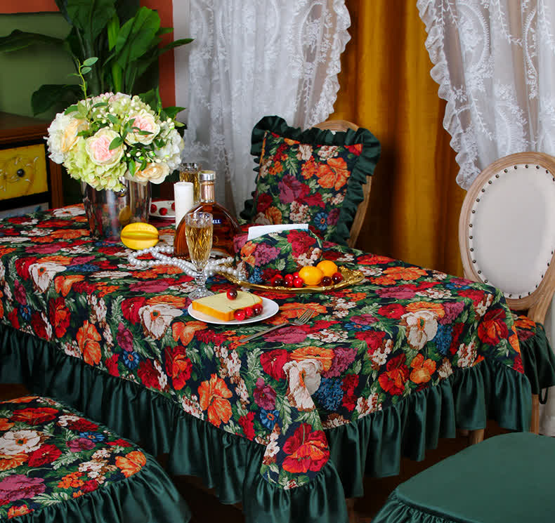 Tovaglia arricciata antipolvere jacquard retrò