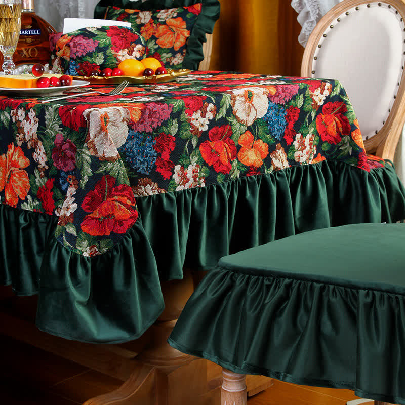 Tovaglia arricciata antipolvere jacquard retrò