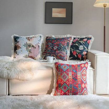 Cuscino decorativo con nappa in stile etnico retrò