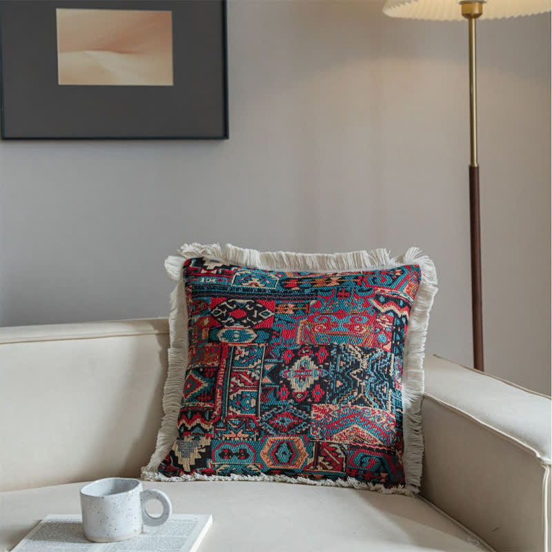 Cuscino decorativo con nappa in stile etnico retrò