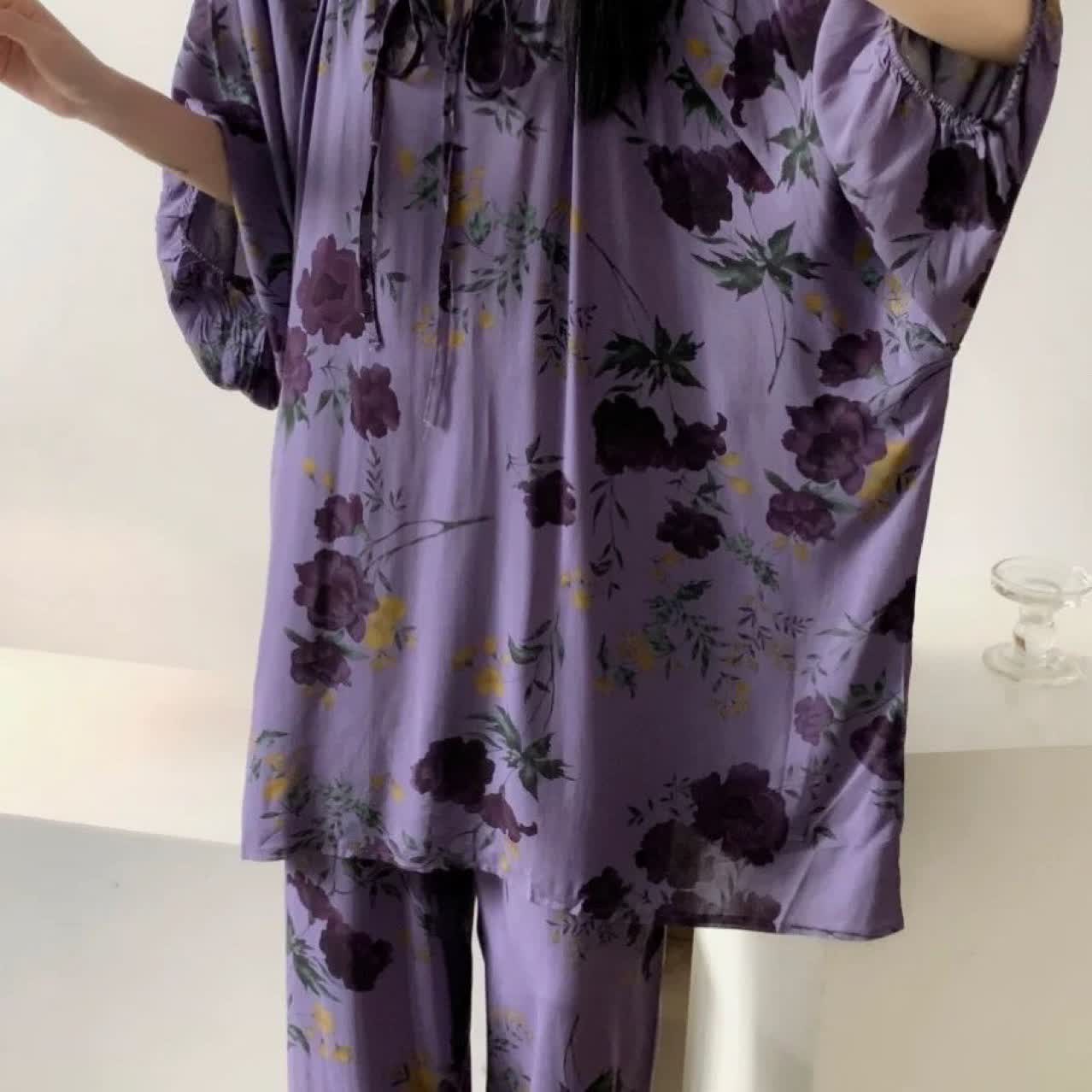 Completo da notte Vintage Rose taglie forti