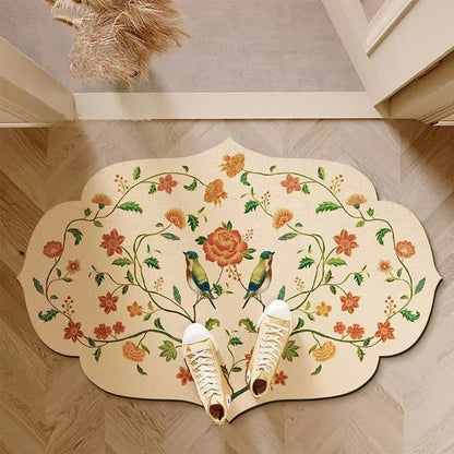 Tappetino da bagno antiscivolo in fango diatomeico con motivo floreale in stile pastorale