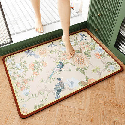 Elegante tappetino da bagno con motivo floreale in fango diatomeico