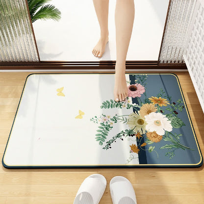 Elegante tappetino da bagno con motivo floreale in fango diatomeico