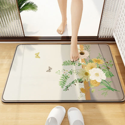 Elegante tappetino da bagno con motivo floreale in fango diatomeico